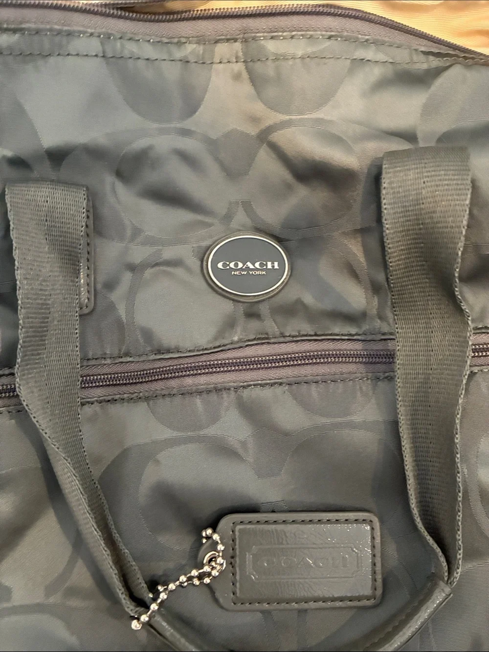 Coach Charcoal Signature Nylon Duffel Bag